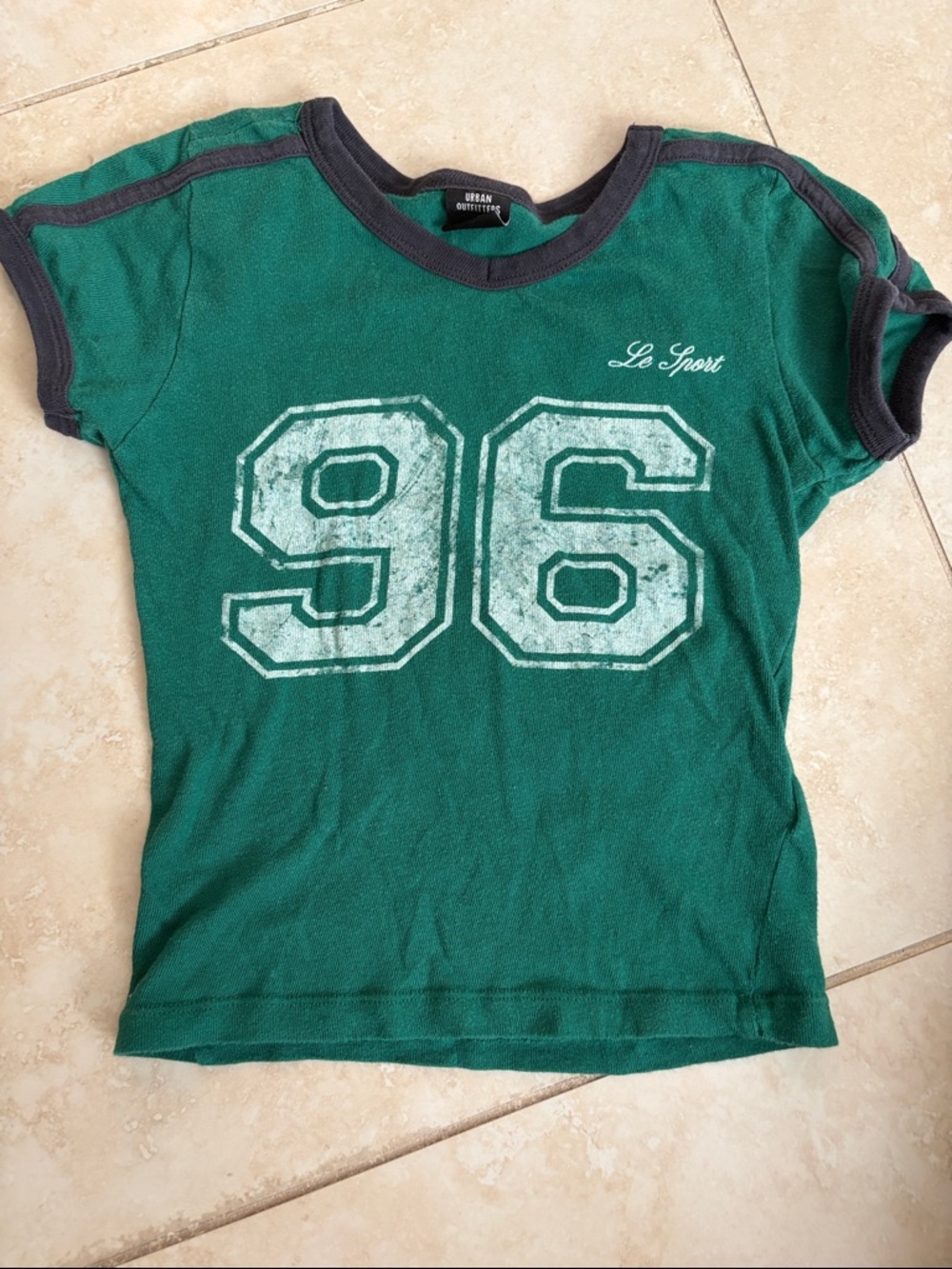 Urban Outfitters Green '96 Contrast-Trim Baby/Crop Tee